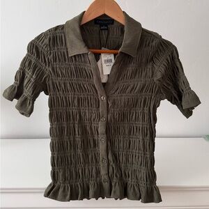 Sanctuary Olive Green Textured Top NWT Size S